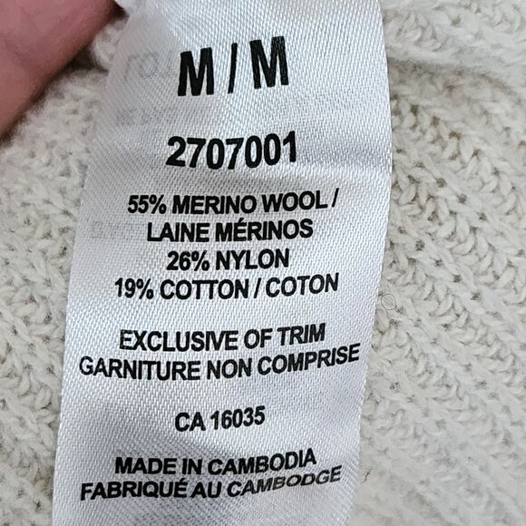 Tahari Ivory Fisherman Rib 55% Merino Wool Cowl Neck Sweater - Picture 6 of 6